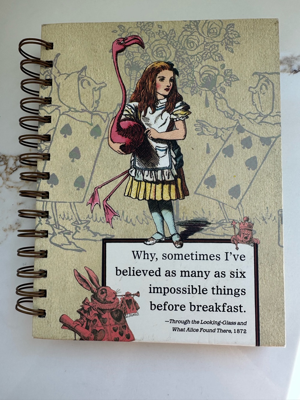 Vintage Alice in Wonderland Spiral Notebook Journal Lewis Carroll Hardcover